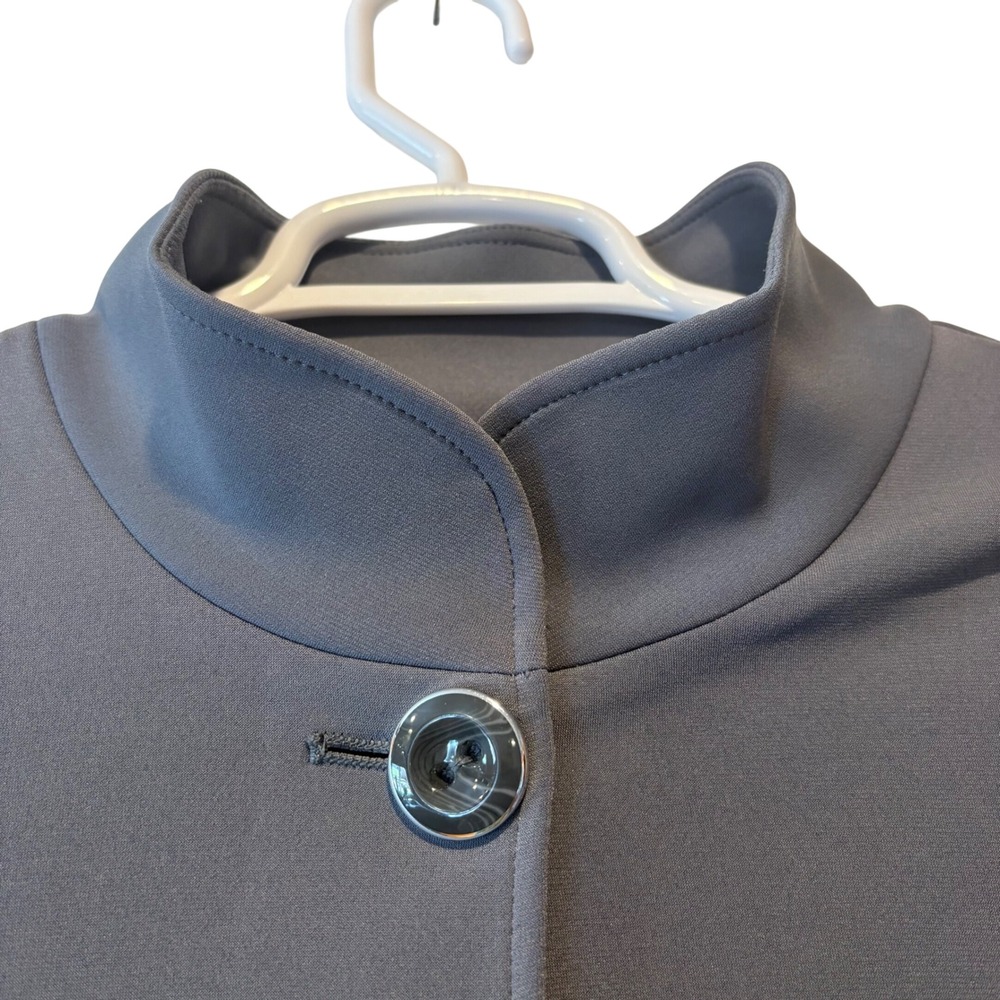 Susan Graver Womens Gray Pleated Back Mock Neck Bell Sleeve Swing Jacket Size M